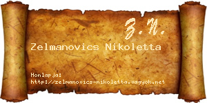 Zelmanovics Nikoletta névjegykártya